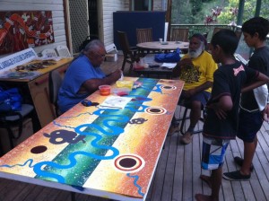 Richard Campbell and Martin Ballangary Richard Campbell and Martin Ballangary painting the new doors for Macksville TAFE